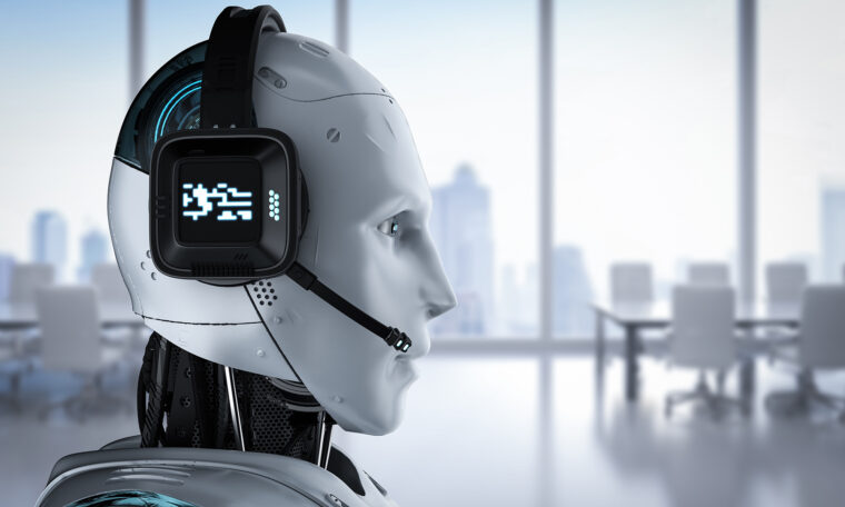 mänsklig robot med headset