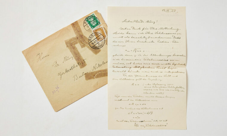 Handskrivet brev från Einstein